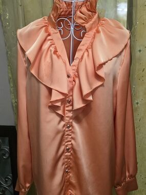 Unbranded 3 Vibrant Ruffled Blouses. 1 Iridescent lightweight long bolero. L